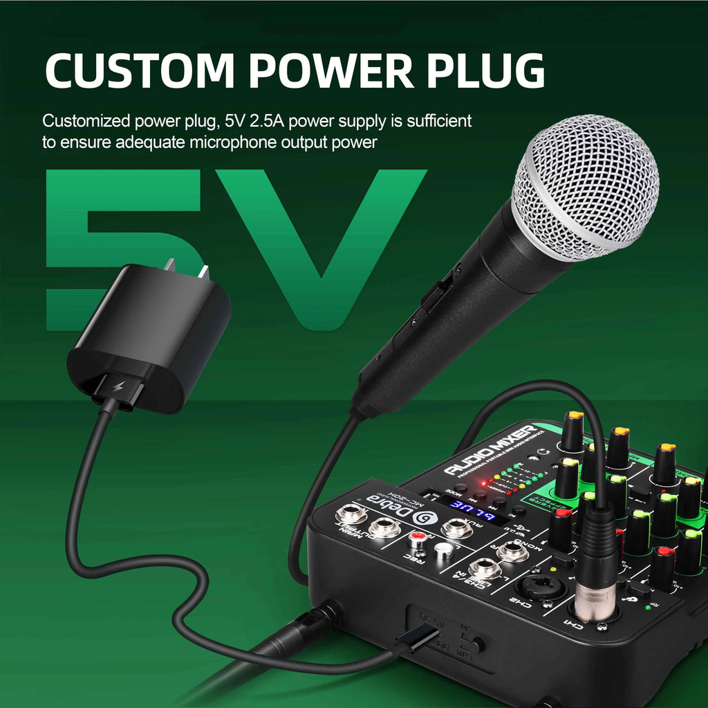 Debra DJ Console UHF Audio Mixer with SoundCard Wireless Mic 5V Bluetooth 5.0 for Karaoke, Live Performance - THE JIMMY STORE